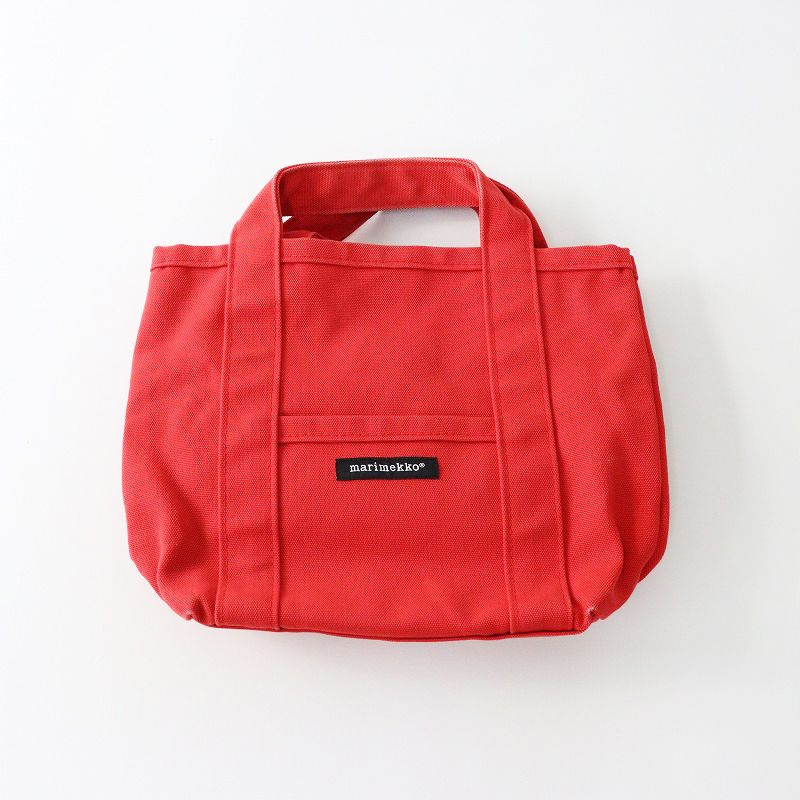 マリメッコ marimekko MINI PERUSKASSI ミニペルスカッシ/レッド キャンバス トートバッグ【2400014285796】