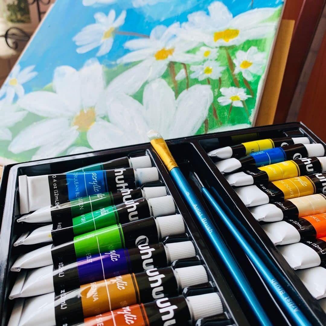 新着商品】24色 30点セット 6本筆 アクリル 絵の具 セット 画材