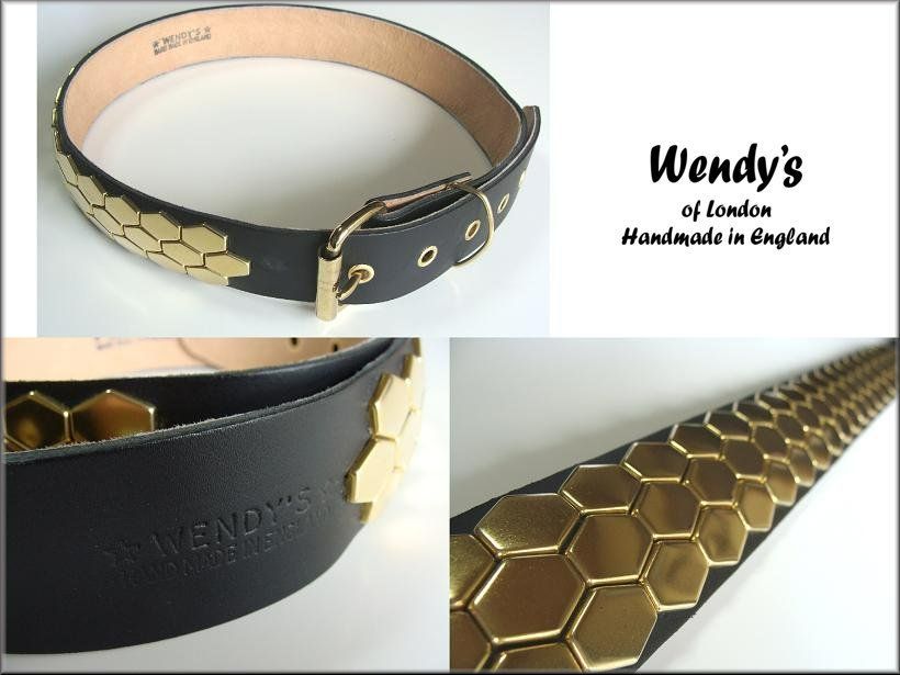 WENDY'S 3連 ヘキサゴンベルト ブラック 黒　イングランド UK WENDY'S ウェンディーズ 正規 イギリス製 3-Row Hexagon