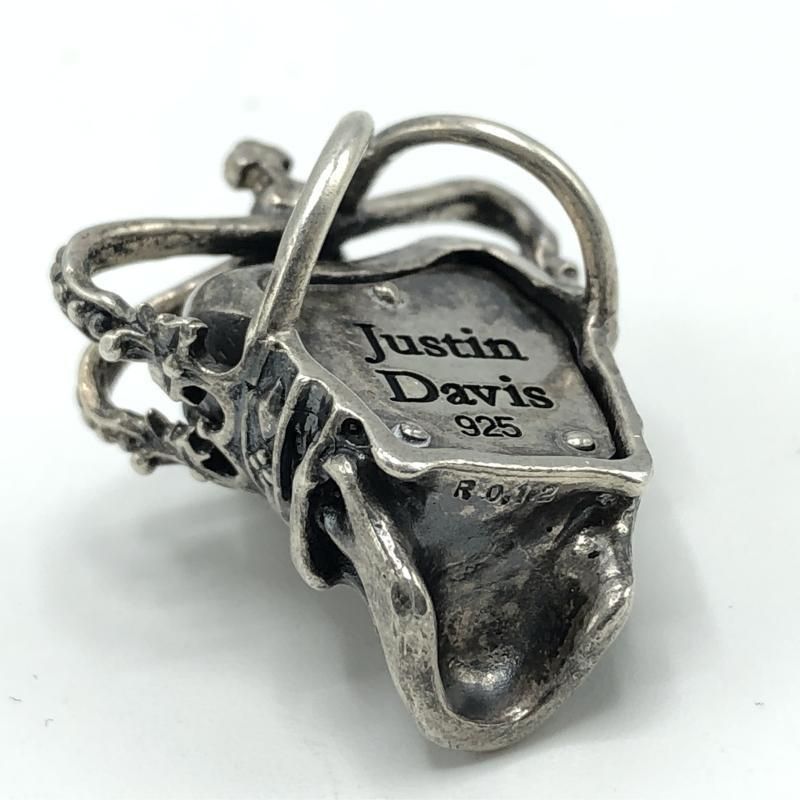 【中古】JUSTIN DAVIS ESSENTIAL SKULL ペンダントトップ SPJ155 2 RUBY シルバー ジャスティンデイビス 925[10]