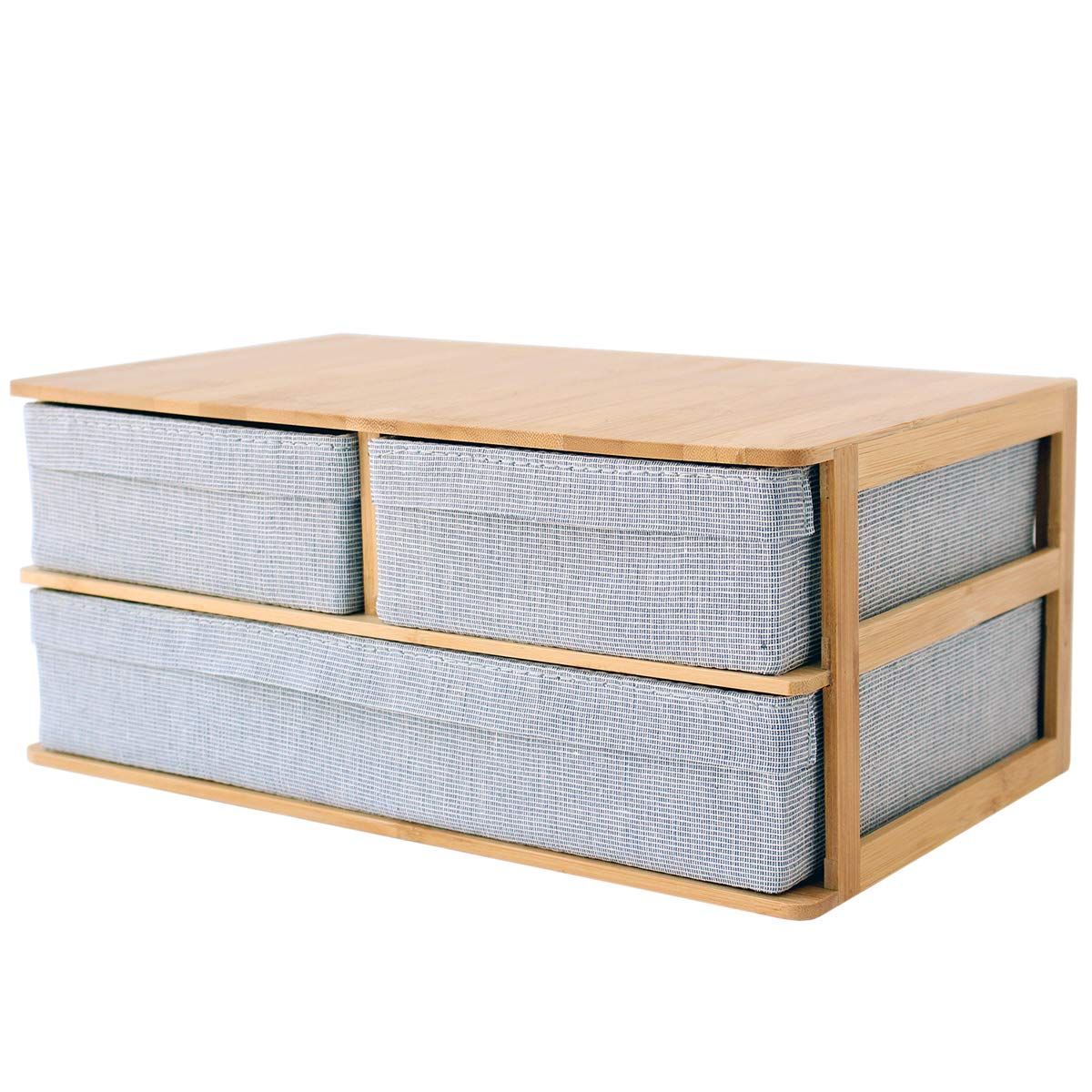 3drawer GUDEE グディ キャビネット 卓上チェスト 収納ボックス 小物入れ 引き出し 2段 竹 布製 GudeeLife Ree-Desktop drawer cabinet 3drawer