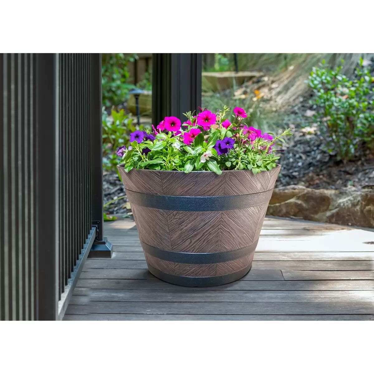 Chevron バレルプランター 超大型植木鉢 直径57×高さ38cm(約