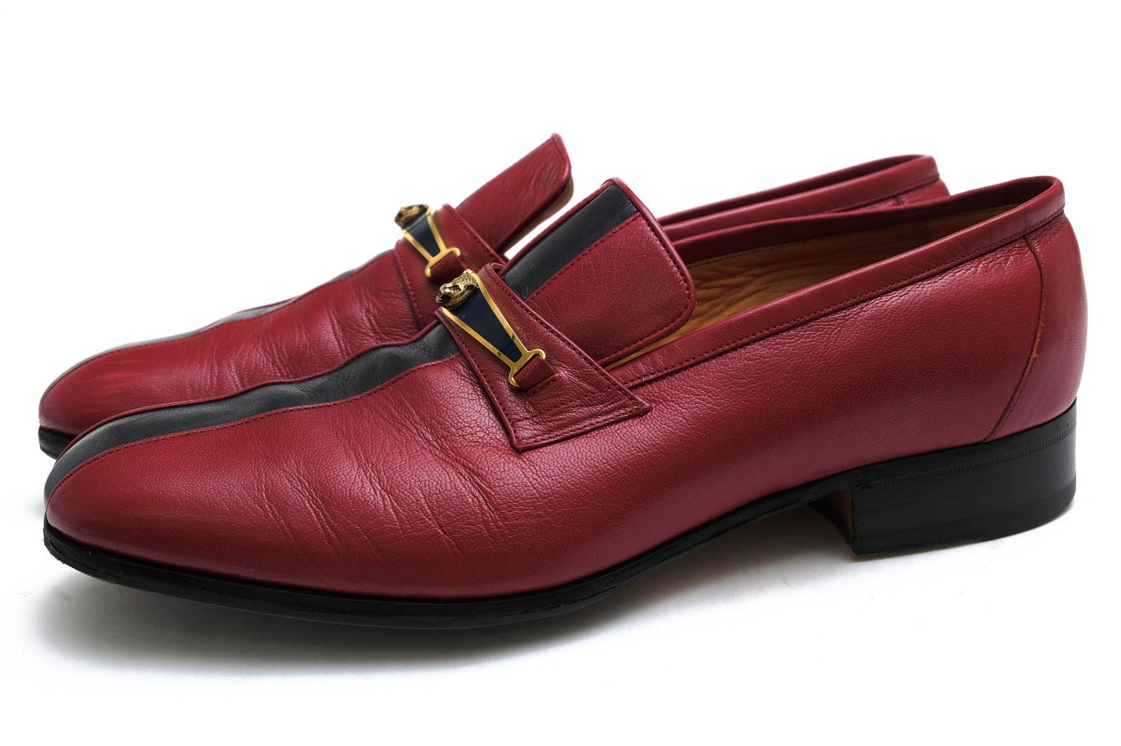 グッチ GUCCI スリッポン シューズ 靴 メンズ 男性 男性用 レザー 革 本革 レッド 赤 510104 Goatskin Feline Ginger Loafer レザーソール マッケイ製法