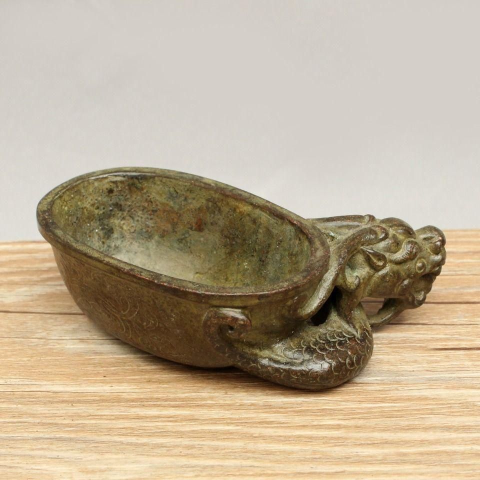 鉄器 竜頭 寿星 筆立て 書道具 文房具 工芸品 美術品 置物 竜頭ペン立て