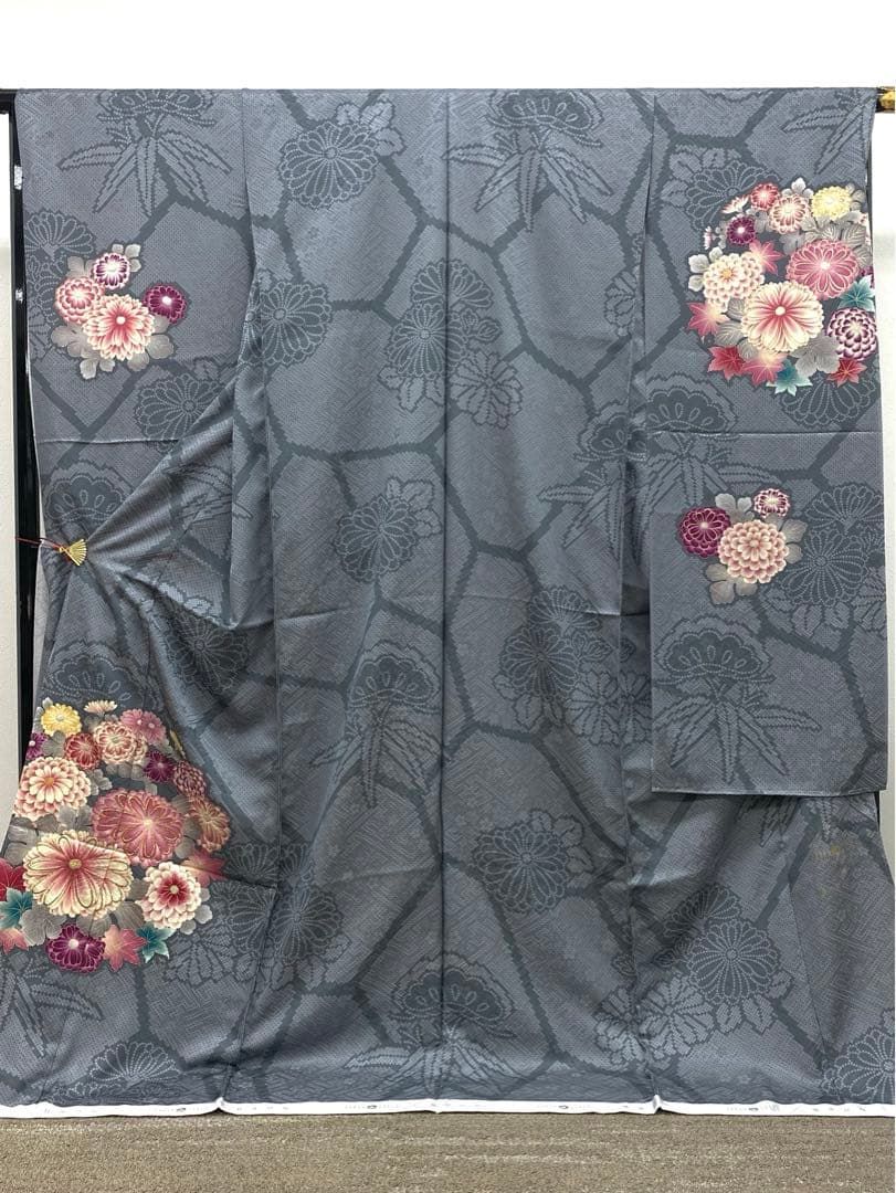 振袖 仮絵羽 JAPAN STYLE 影井ひな 刺繍 正絹 未仕立て品 八掛付き