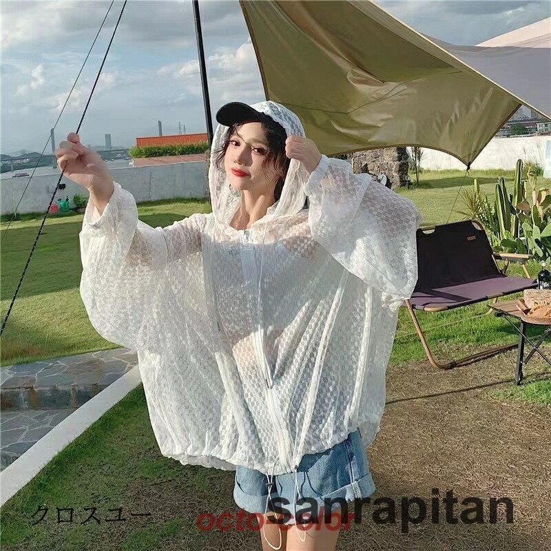 パーカー シアー シースルー 薄手 羽織 長袖 トップス