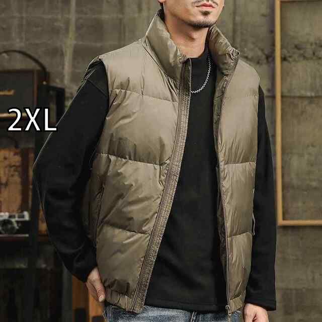 2XL メンズ ファッション 服 男性用 オシャレ シンプル 大人 かっこいい ストリート 90 ダックダウン ベスト アメリカン レトロ カジュアル 暖かい ベスト ジャケット
