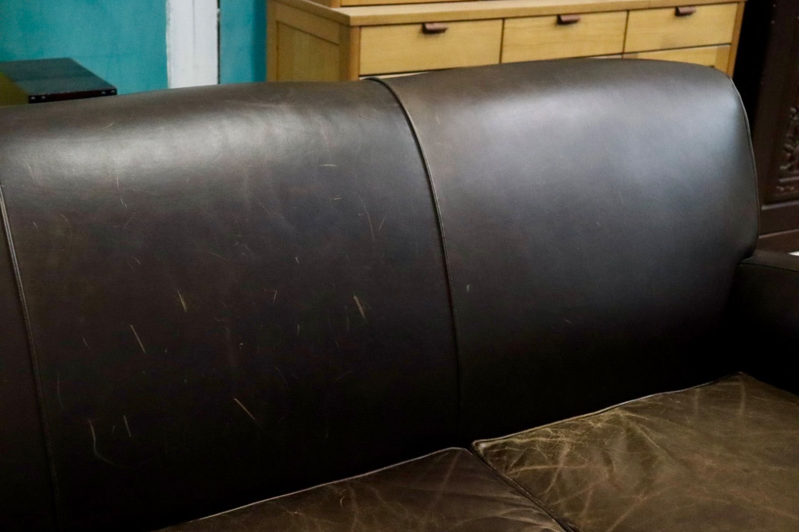 GMIK558 Pottery Barn ポッタリーバーン 3人掛けソファ トリプルソファ 長椅子 本革 ダークブラウン アメリカ ヴィンテージ NEXPOTALLINN_EU