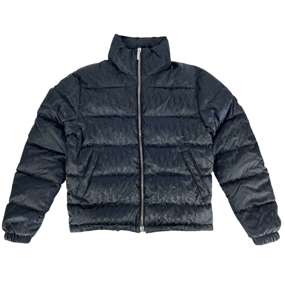 ディオール ダウンジャケット メンズ ディオール オブリーク パファージャケット アウター アパレル 服 Dior 42 943C449A4462 ダークネイビー シルバー金具 ナイロン 冬 品