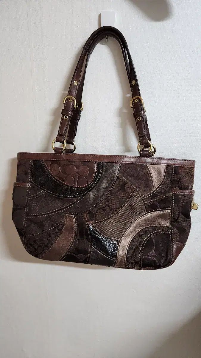 コーチ パッチワーク ショルダーバッグ ブラウン