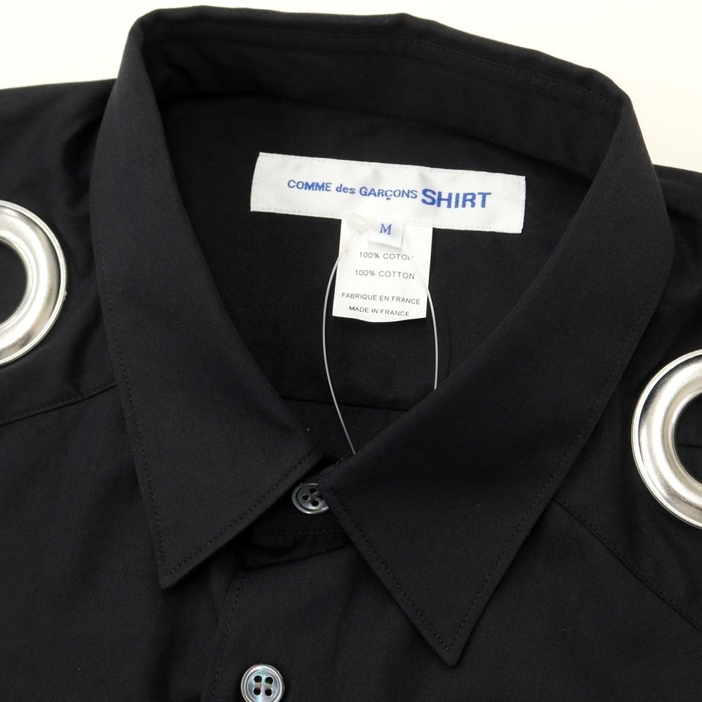 コムデギャルソンシャツ COMME des GARCONS SHIRT 2022年秋冬 コットン ハトメ シャツ ブラック【サイズM】【メンズ】