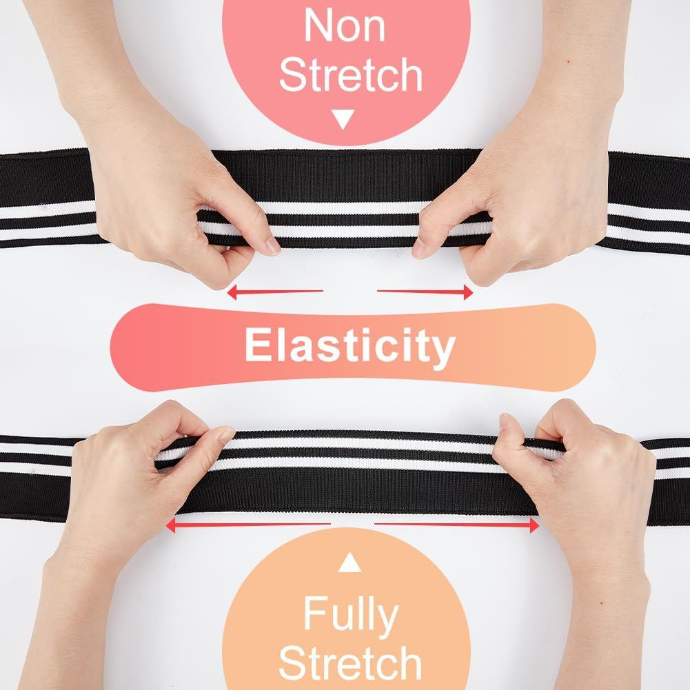 商品 ストライプ柄 DIY 110 x 5 cm 43 3 2インチ 手芸 袖 ニット生地 ウエストバンド ストライプ ネックバンド 伸縮 レッグ 袖口 アーム リブ編み スポーツウェアに BENECREAT 袖の延長に