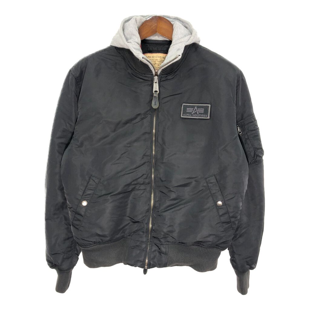 ALPHA INDUSTRIES アルファ インダストリーズ フーデッド フライトジャケット ミリタリー ブラック メンズ XL 古着 S0615