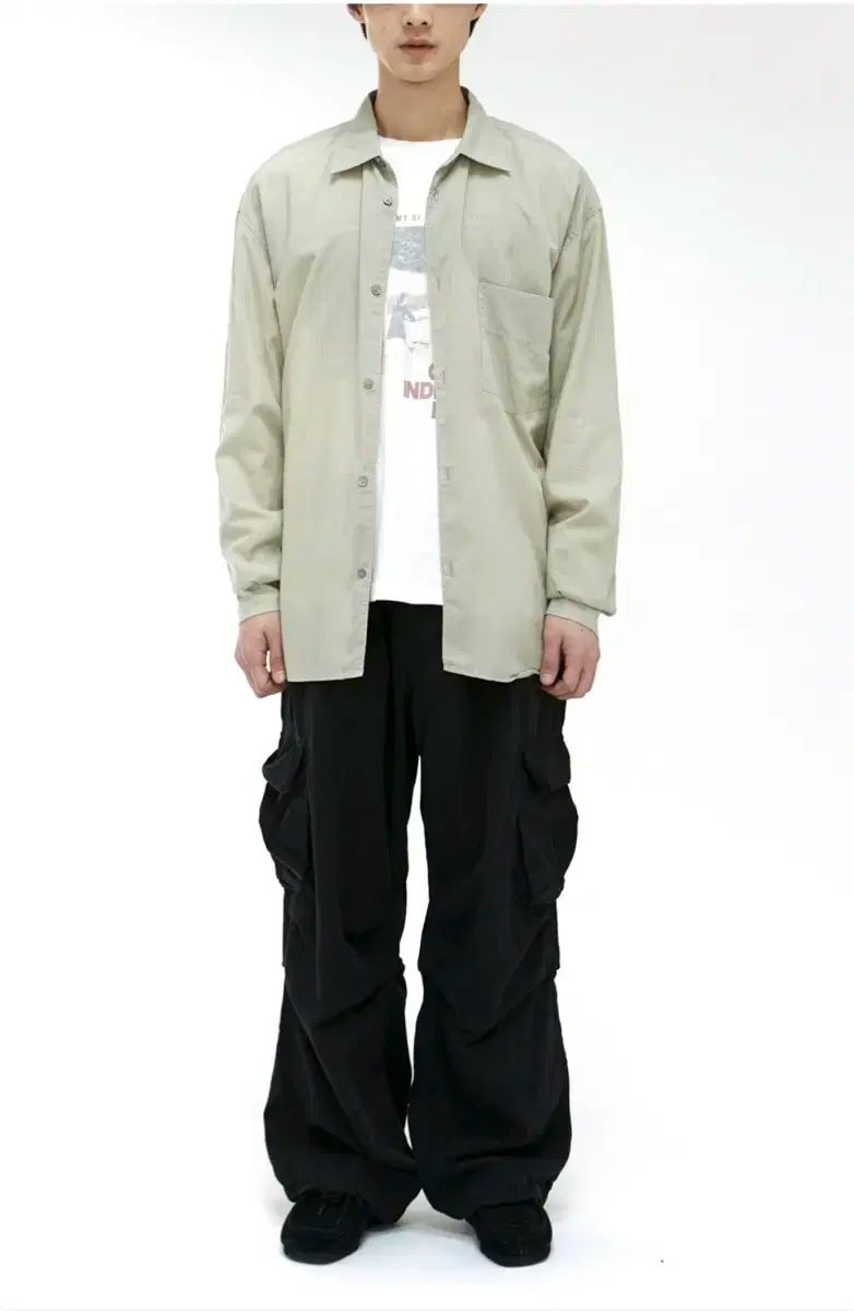 POLYTERU テンコ ルーズ シャツ 2 0 ウォッシュド セージ グリーン 4