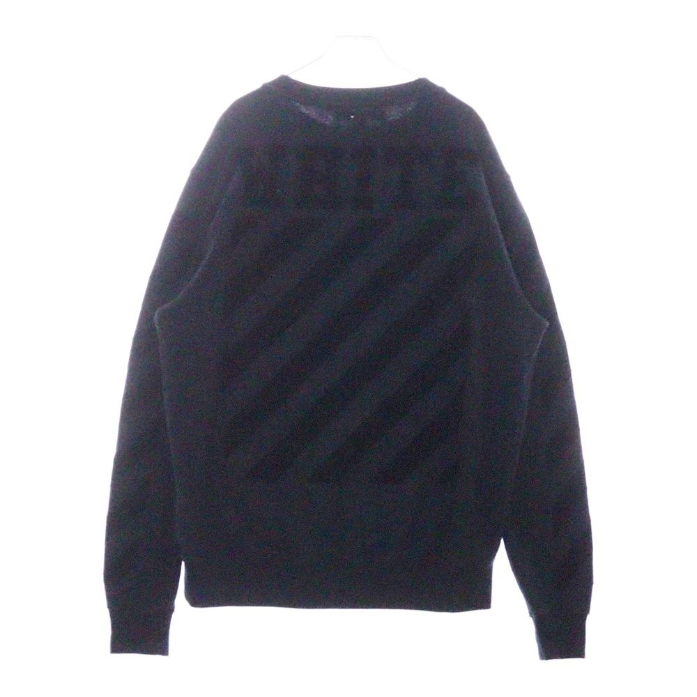 OFF-WHITE オフホワイト フロッキーロゴ 裏起毛 クルーネックスウェットトレーナー ブラック
