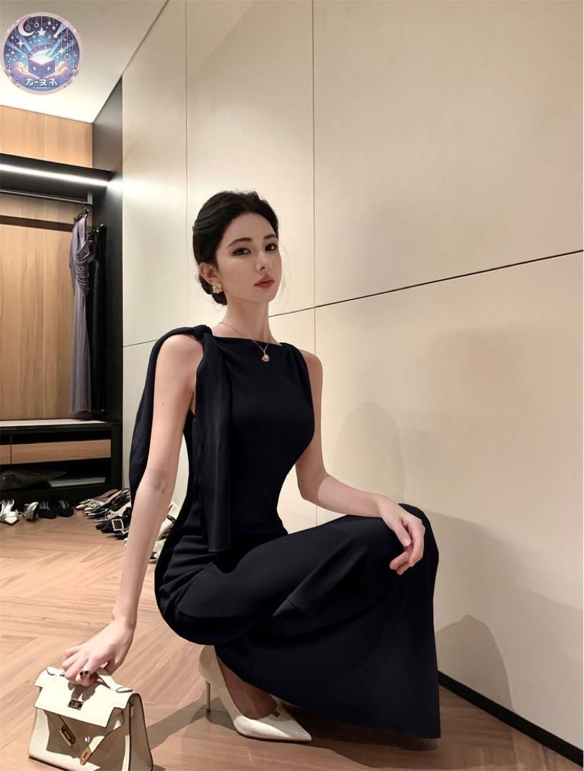 美しいラインのアシンメトリーデザイン ロングタイトドレス【パーティー】 新品未使用 美しいラインのアシンメトリーデザイン ロングタイト