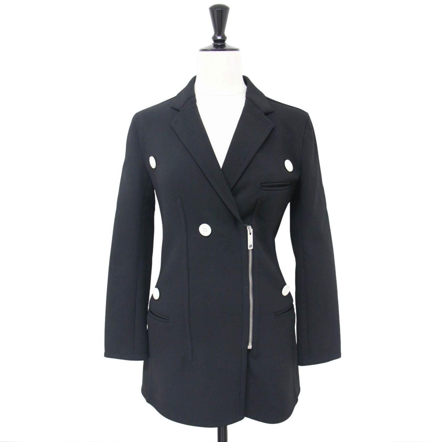 CELINE - CELINE セリーヌ ジャケット ブラック 黒 サイズ:36(S) / ストレッチ ウール テーラードジャケット / ジップ フィービー期 / フランス製 / アウター ブレザー 上着【レディース】【中古】 CELINE セリーヌ ジャケット ブラック 黒 サイズ:36(S