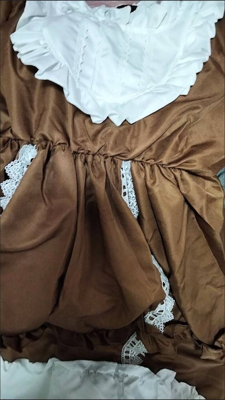 ゴスロリ・ロリータドレス 水色 茶色 フリル 土曜セール】ゴスロリ