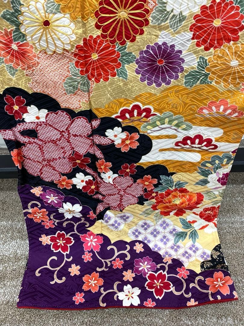 振袖 豪華 四季の花々 金駒 金彩 紋意匠 身丈171cm 撥水加工済 MO2977 