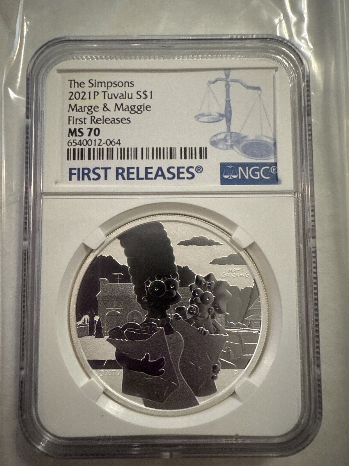 2021 P TUVALU $1 THE SIMPSONS MARGE MAGGIE - NGC MS70 - .999 SILVER COIN FR