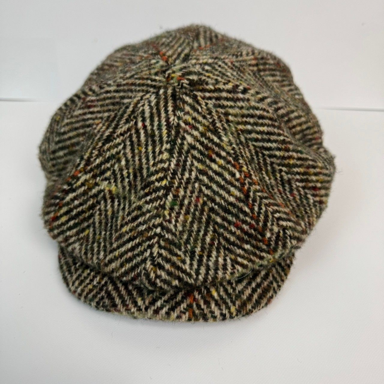 Stetson ステットソン Hatteras Herringbone ハッタース ヘリンボーン キャスケット ハンチング帽 ロゴ刺繍 ブラウン 57サイズ メンズ レディース 古着