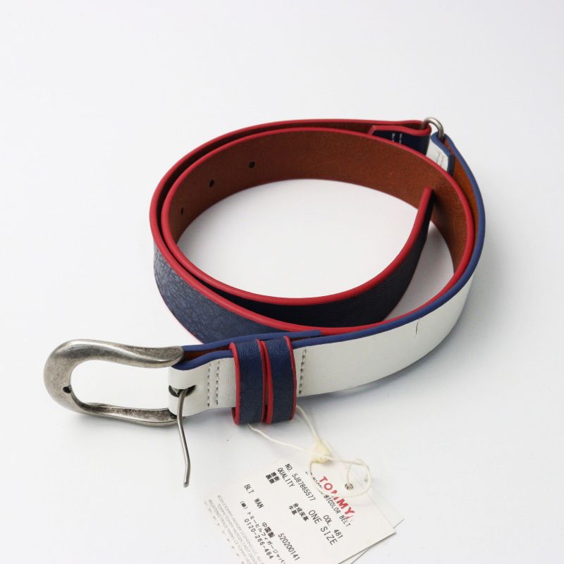 美品 トミーヒルフィガー TOMMY HILFIGER レザーバイカラー