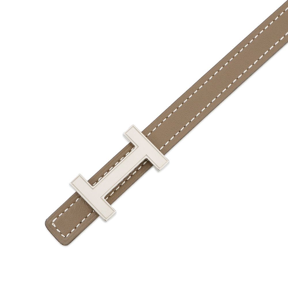 HERMES エルメス エトゥープ リバーシブル ベルト レディース エルメス ベルト Hリバーシブル エトゥープ/ホワイト/シルバー