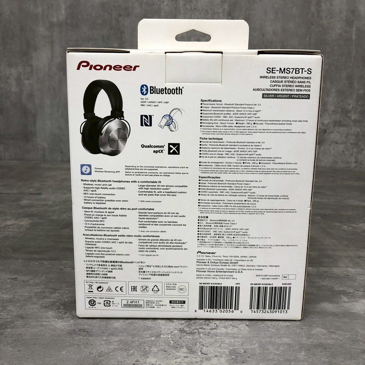 シルバー　ワイヤレスヘッドホン / Pioneer SE-MS7BT-S Pioneer パイオニア SE-MS7BT Bluetoothヘッドホン 密閉型