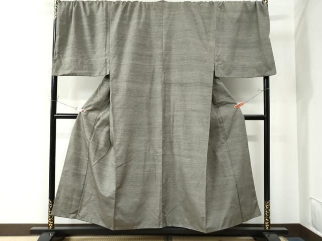 紬 色無地 利休茶色 平和屋着物○男性 紬 色無地 利休色 キング