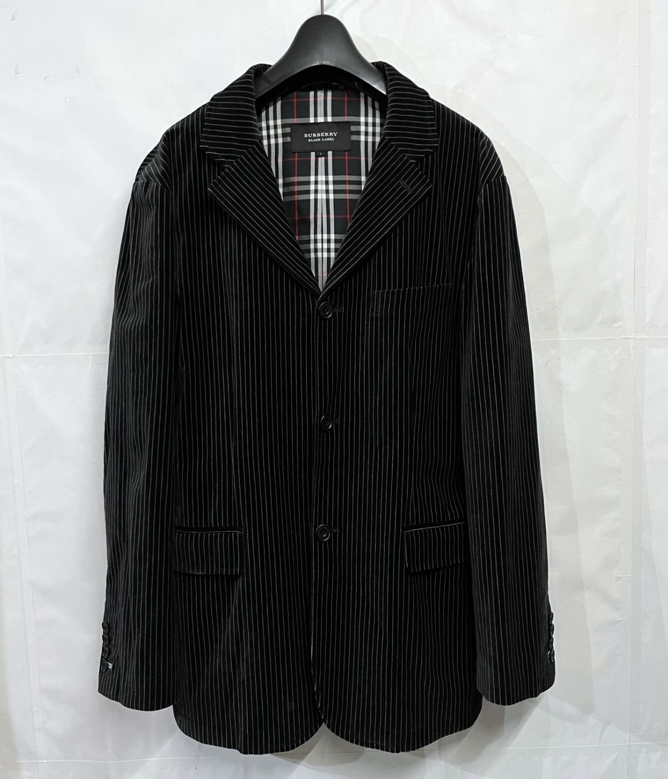 BURBERRY バーバリー ベロア テーラードジャケット AB5 BURBERRY BLACK LABEL｜バーバリーブラックレーベル ストライプ