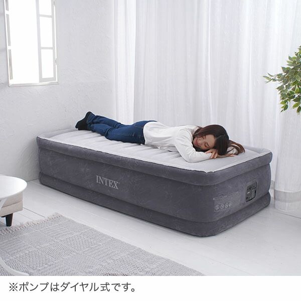 正規販売店 インテックス INTEX エアーベッド シングル 電動 64411JC コンフォートプラッシュ エレベーテッド エアベッド 高さ46cm 屋内用 エアー ベッド 持ち運び コンパクト 厚 エアマットレス INX-00029-JP