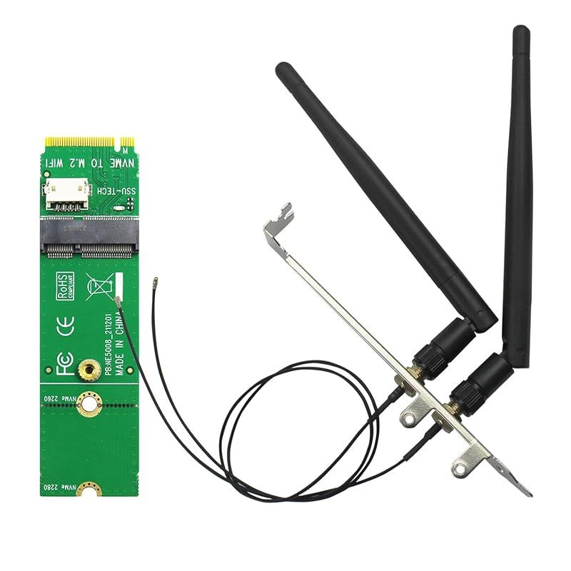 GLOTRENDS WA04 M.2 M Key - E Key WiFiアダプタ、M.2 WiFi 4/5/6/6e/7/Coral TPU ...