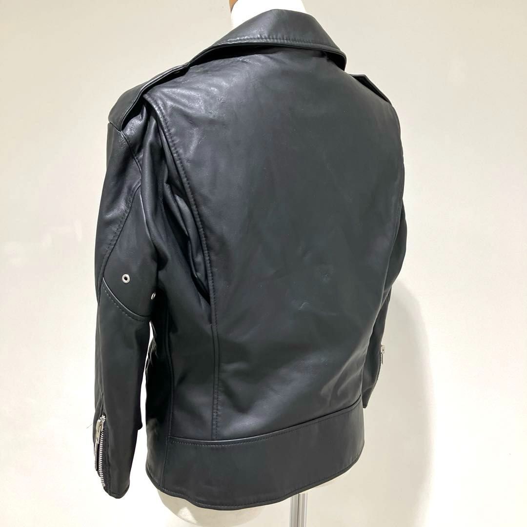 ブラック コムデギャルソン BLACK COMME des GARCONS フェイクレザー 七分袖ライダースジャケット XSサイズ 2011年