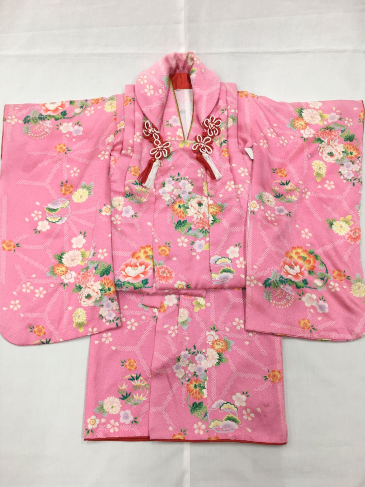 510ag26□七五三 三歳 女児 着物&被布＆長襦袢 作家物 色無地□美品