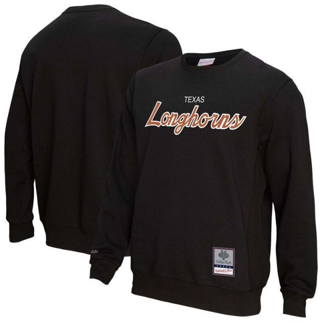 【送料無料】 ミッチェルu0026ネス メンズ Tシャツ トップス Men's Mitchell u0026 Ness Black Texas Longhorns Elite Script Pullover Sweatshirt Tex Black