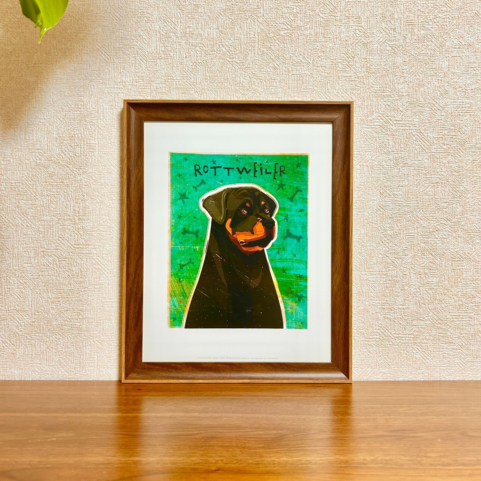 新品☆額縁付アートポスター☆犬の絵☆Rottweiler☆ロット