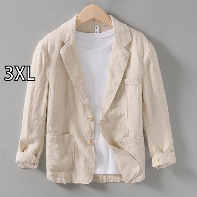 3XL メンズ ファッション 服 男性用 オシャレ シンプル 大人 かっこいい 大きいサイズ ストリート 紳士服 夏 リネン スーツ ビジネス カジュアル スーツ シングル スーツ 薄手 綿 リネン スーツ ジャケット