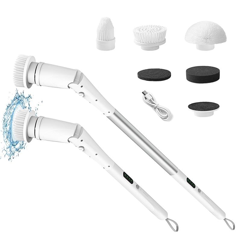 2025New モデル エペイオス Epeios バスポリッシャー お風呂掃除ブラシ コードレス型 電動お掃除ブラシ 充電式 ブラシ角度調節 長さ伸縮 3000mAh大容量バッテリー デッキブラシ 手持ち式 5つ取り替えブラシ付き IPX6防水 操