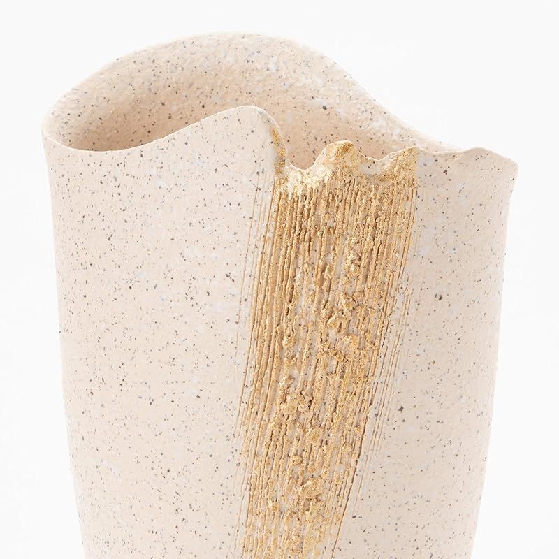 丸伊製陶 信楽焼 へちもん 花瓶 フラワーベース 大きい 縦長 白化粧きらら 陶器 MR-1-2572 0