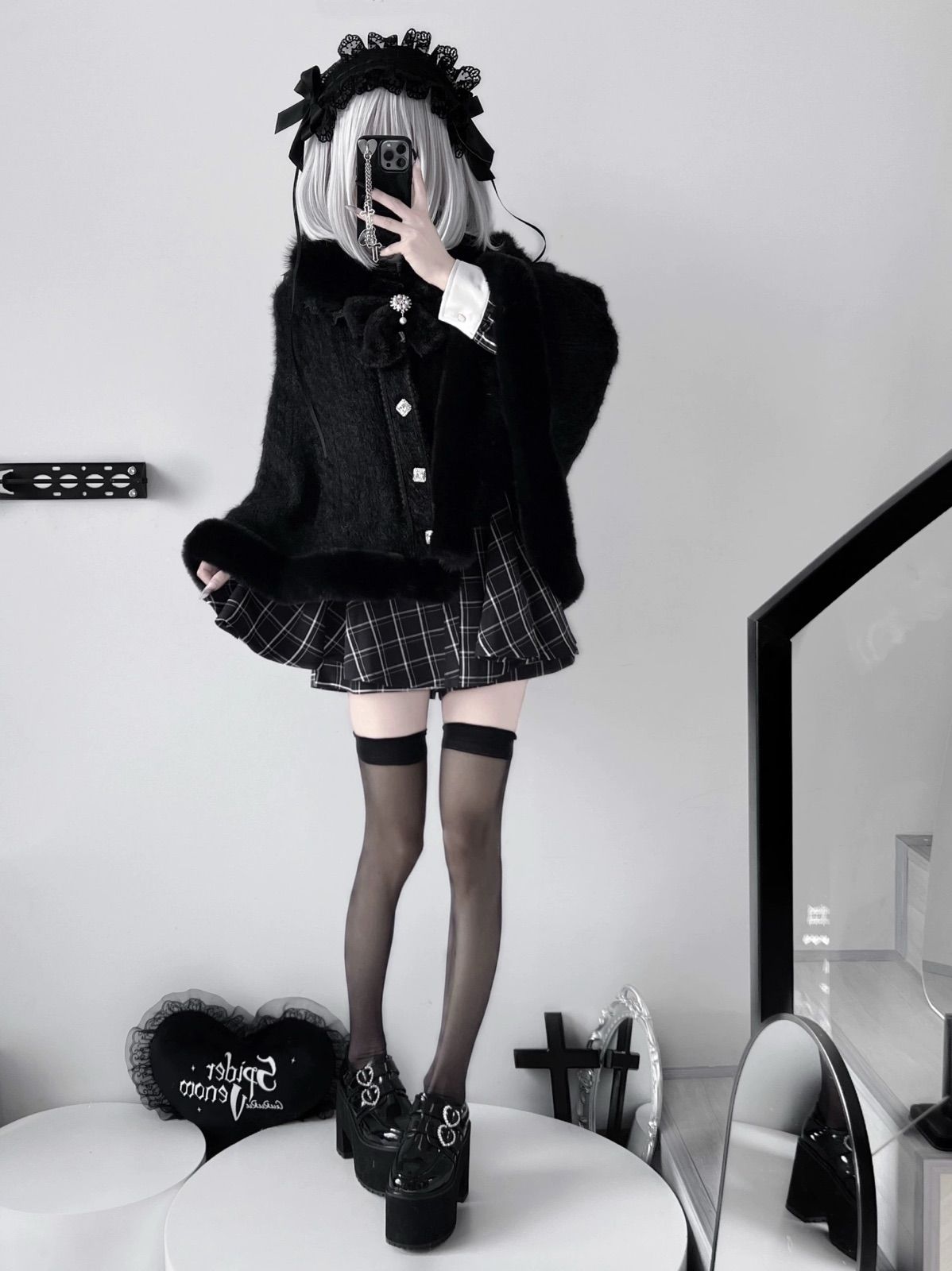 ふわふわ♡リボン ケープコート ポンチョ アウター サブカル 服