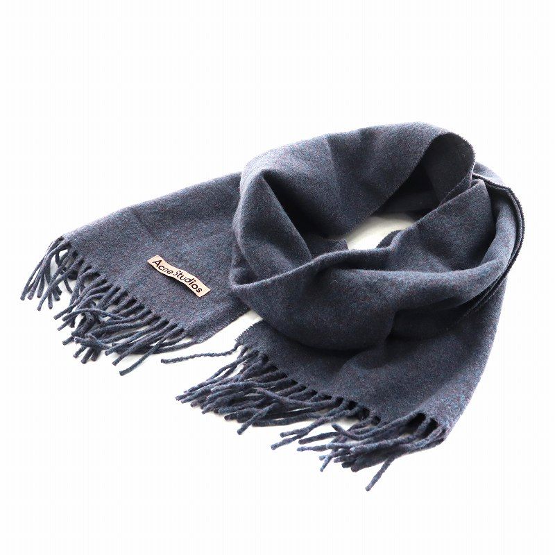 アクネ ストゥディオズ Acne Studios マフラー フリンジ ウール 紺