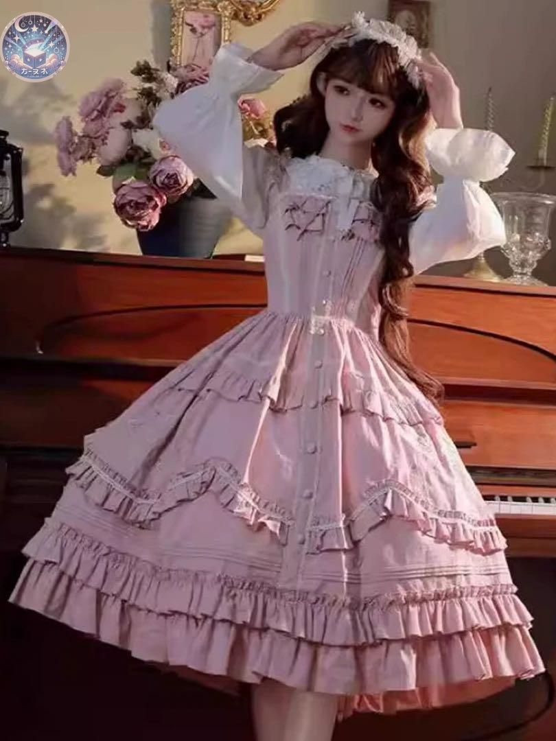 ♥ クラシカルロリータ ひざ丈ワンピース 普段着や女子会 お出かけコーデに