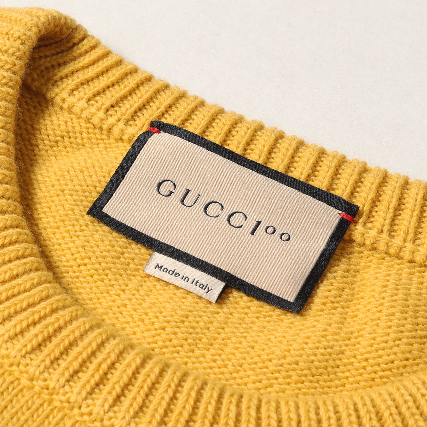 美品 グッチ 100周年記念 21AWニットセータージャガードロゴ ウール M グッチ ニット ジャガードロゴ ウール ニットセーター 100周年
