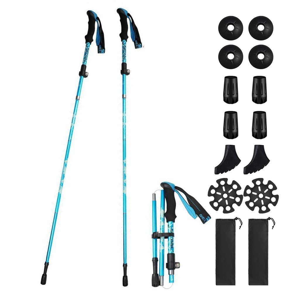 【数量限定】トレッキングステッキ アルミ製 五段式 スティック T型 トレッキング 超軽量 ウォーキングポール 伸縮 折りたたみ 山登り 7色 杖 軽量295g 2本セット 登山杖 トレッキングポール 身長160～185cmに適用