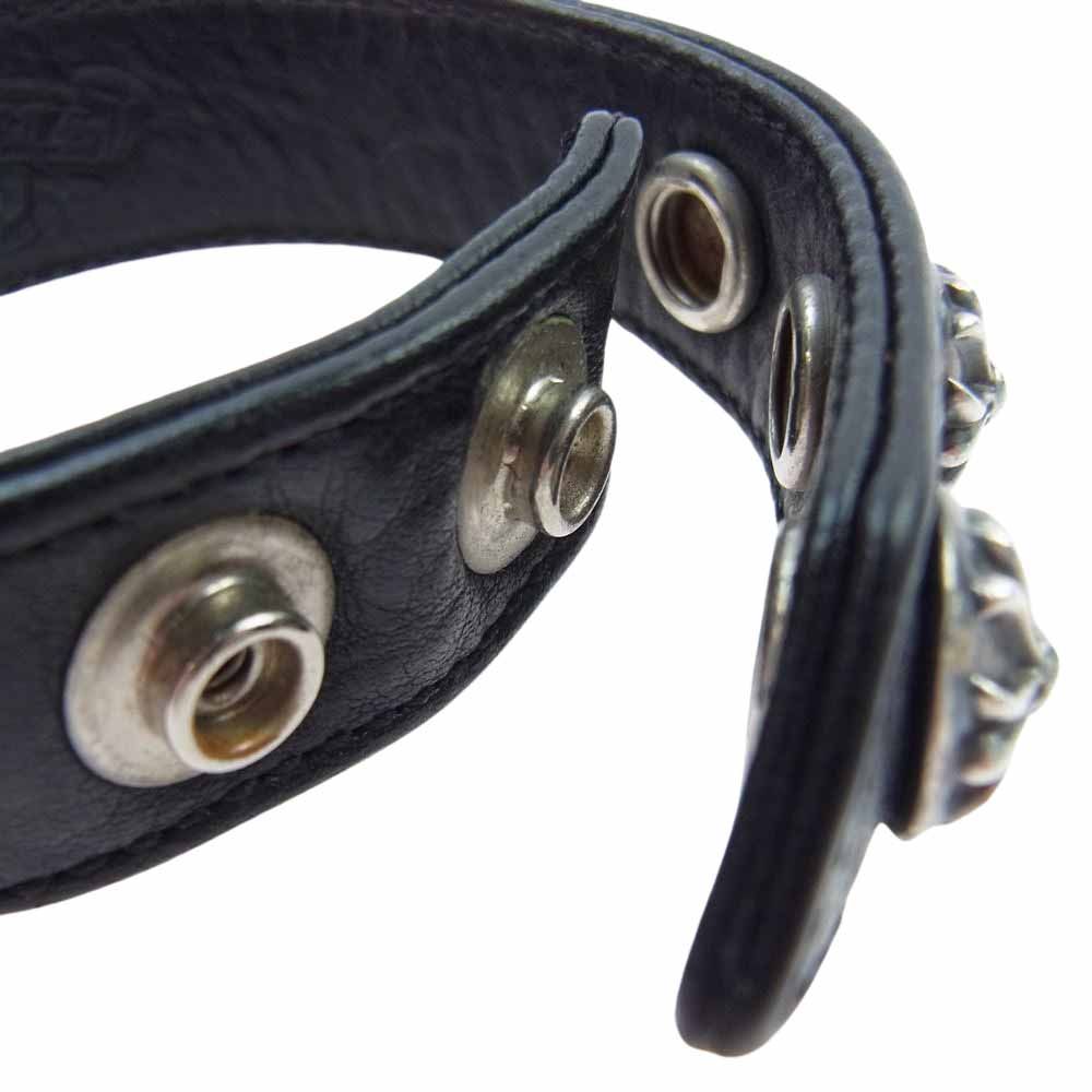chrome hearts 3btn 2snp レザーブレスレット ブラック CHROME HEARTS 3BTN 2SNP LEATHER BRACELET クロムハーツ クロス