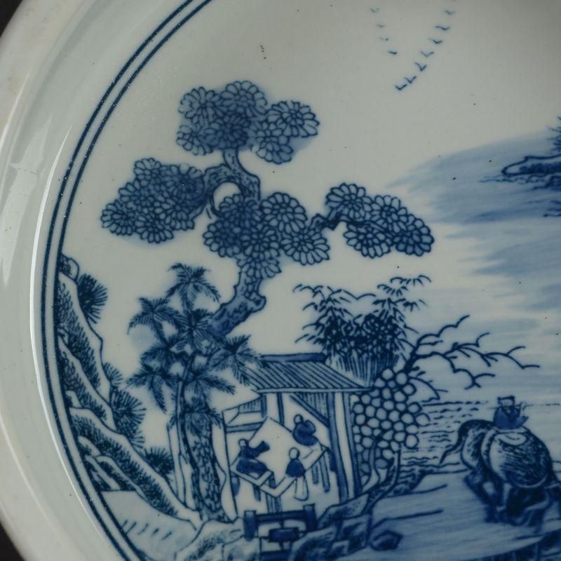 白釉点水洗鉢 磁器 陶磁器 現代工芸品 美術品 装飾品 置物 鯖山水 庭楼 筆洗 水仙の鉢 陶磁器 装飾品 現代工芸品美術品