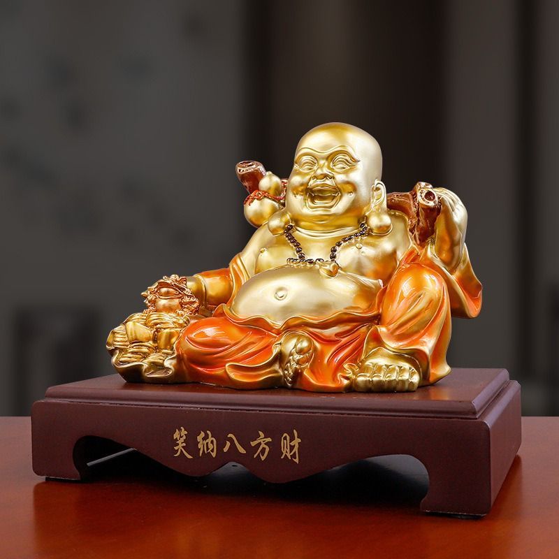 七福神 布袋様 置物 イエロー ストーン 翡翠 風水 インテリア 美術品