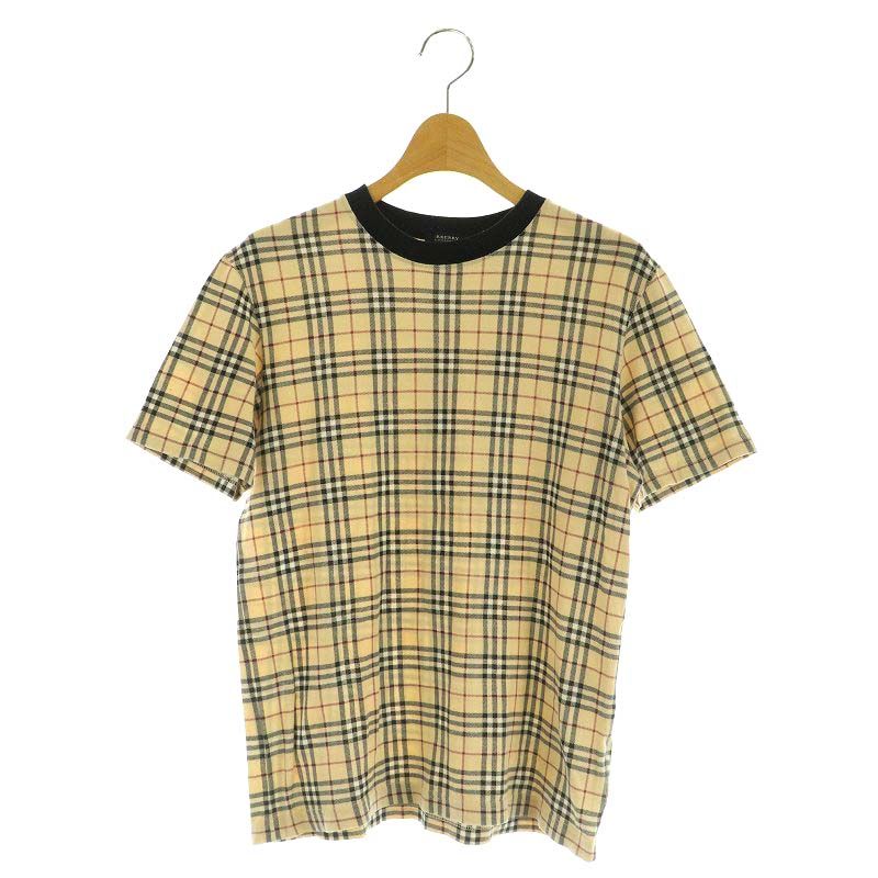 【バーバリー】半袖カットソー ノバチェック クロップド y2k ベージュ M バーバリーロンドン ノバチェック柄 Tシャツ 半袖 トップス