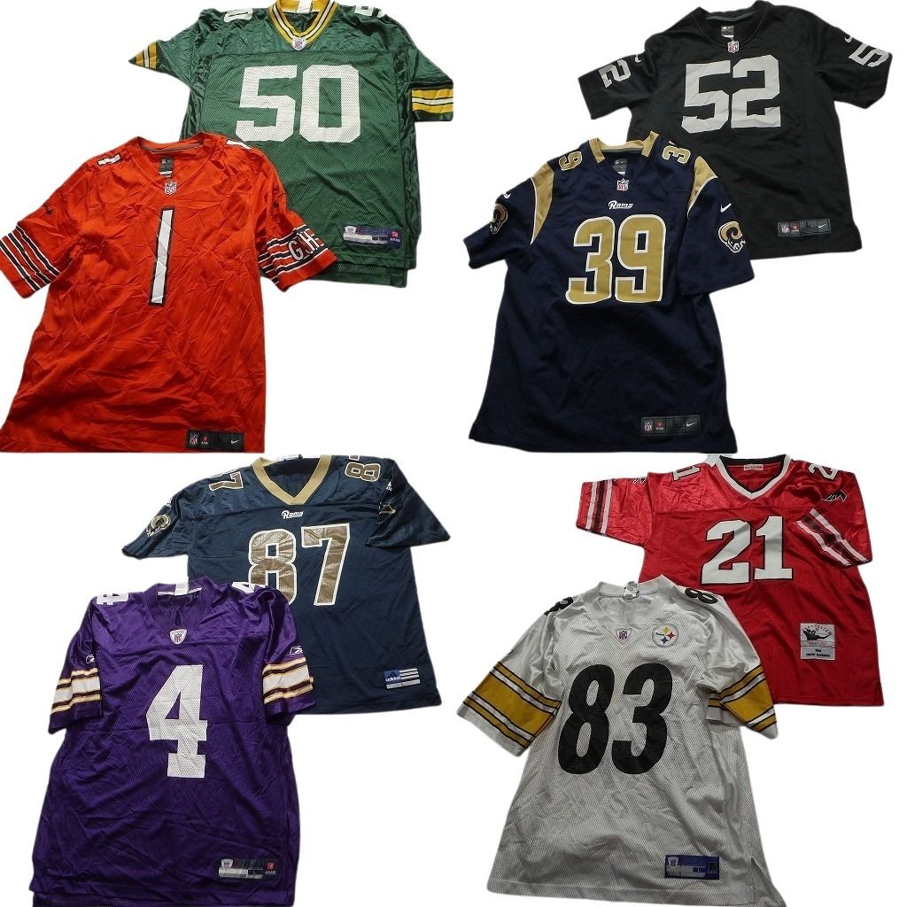 古着卸 NFL ゲームシャツ ユニフォーム 8枚セット メンズ Ｌ スティーラーズ ラムズ ナイキ パッカーズ 古着 NA6190