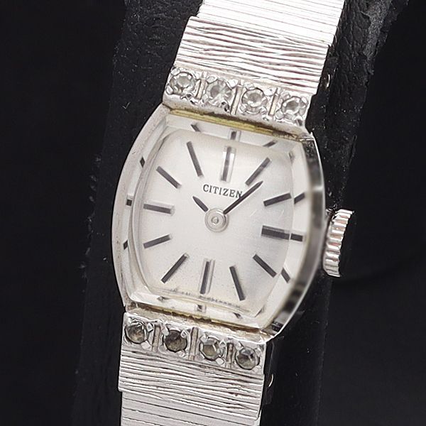 稼働 良品 箱付 シチズン 手巻き 4-671147 シルバー文字盤